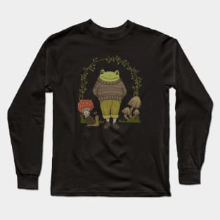 Toad in Grandpa Sweater: A Cute and Cozy Goblincore Nature Long Sleeve T-Shirt